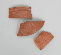 Appraisal: Three Roman Arretine Pottery Fragments ca st Century Fragments excavated