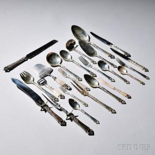 Appraisal: Danish Danish Crown Pattern Sterling Silver Flatware Service Copenhagen mid