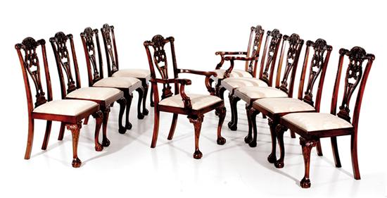 Appraisal: Chippendale style carved mahogany dining chairs set of ten comprised