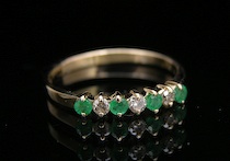 Appraisal: A Ladies' Gold Emerald and Diamond Ring k yellow gold