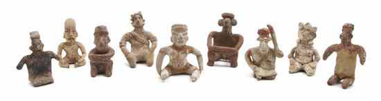 Appraisal: A Collection of Nine Pre-Columbian Style Pottery Effigy Figures each