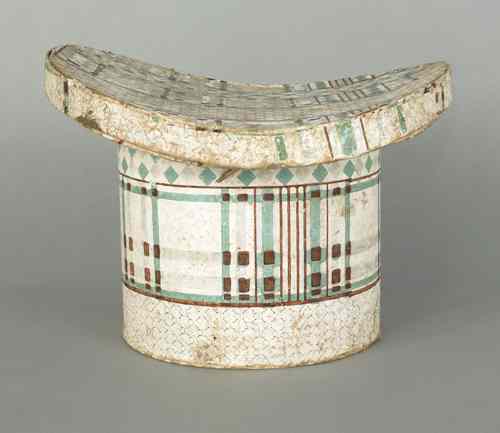 Appraisal: American wallpaper hat box th c with top hat h