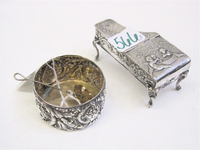 Appraisal: LONDON STERLING MINIATURE PIANO TIFFANY SILVER SALT SPOON pieces The