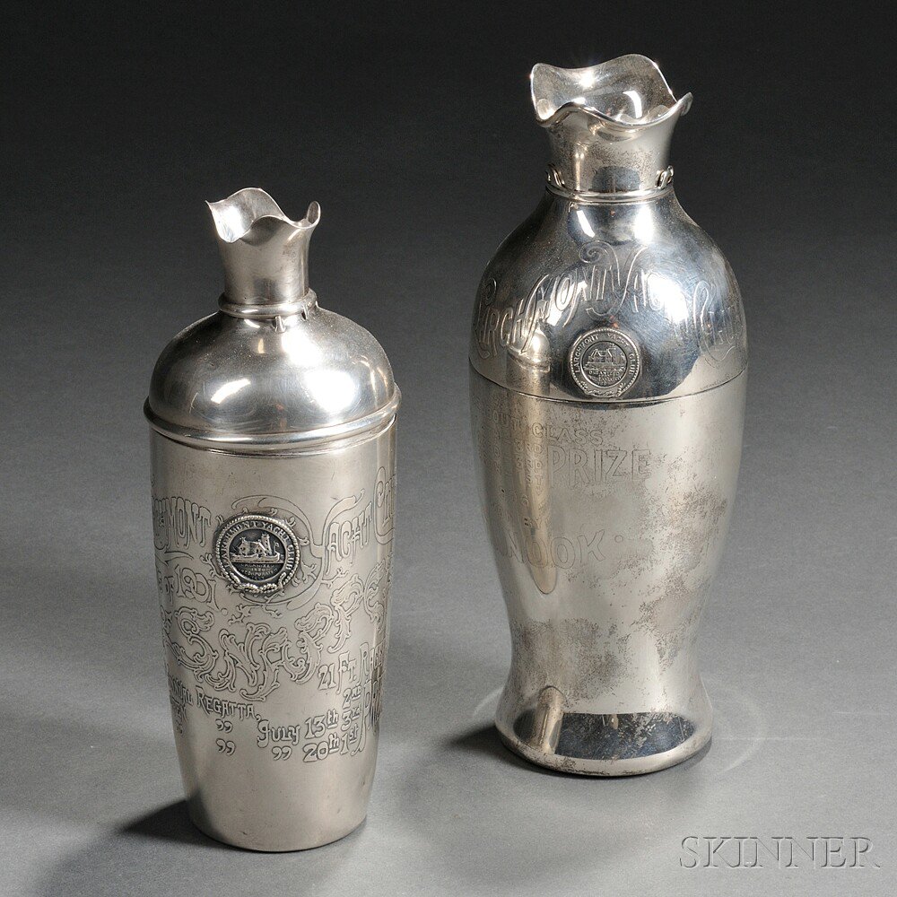 Appraisal: Two Sterling Silver Larchmont Yacht Club Trophy Cocktail Shakers New