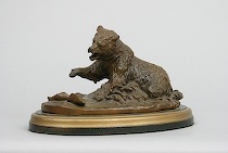 Appraisal: Terrell O'Brien American th Century Grizzly bear catching fish Spelter