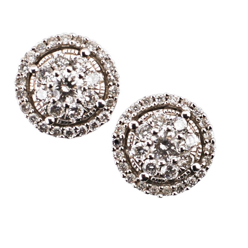 Appraisal: DIAMOND K WHITE GOLD CLUSTER EARRINGS Condition Report