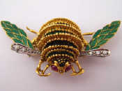 Appraisal: An carat gold insect brooch set with diamonds and rubies