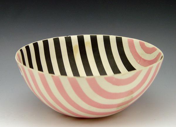 Appraisal: MAYBERRY Phillip American - Striped Porcelain Bowl '' h ''