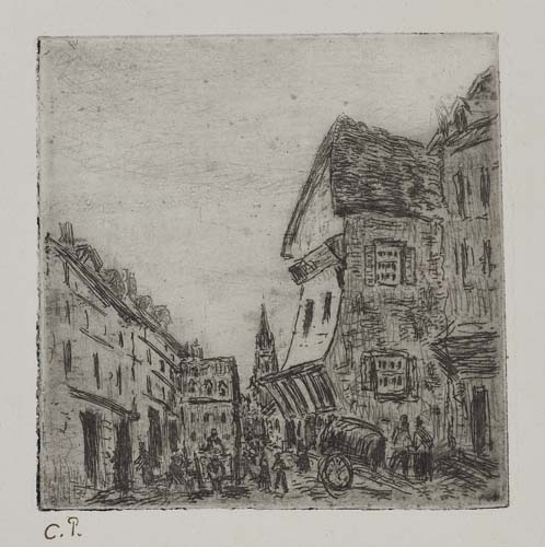 Appraisal: CAMILLE PISSARRO Vieille rue Rouen Etching and drypoint on antique