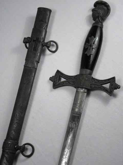 Appraisal: Knights Templar Masonic sword and scabbard th Century with ''E