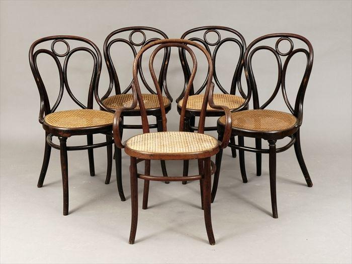 Appraisal: Five Thonet Bentwood Cane-Seat Side Chairs Labeled x in