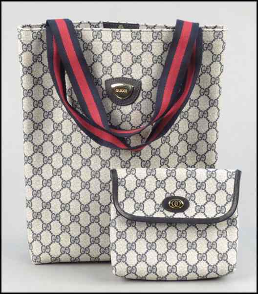 Appraisal: GUCCI MONOGRAMMED CANVAS AND LEATHER TOTE BAG Together with a