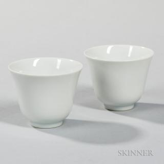 Appraisal: Pair of White Porcelain Cups Pair of White Porcelain Cups