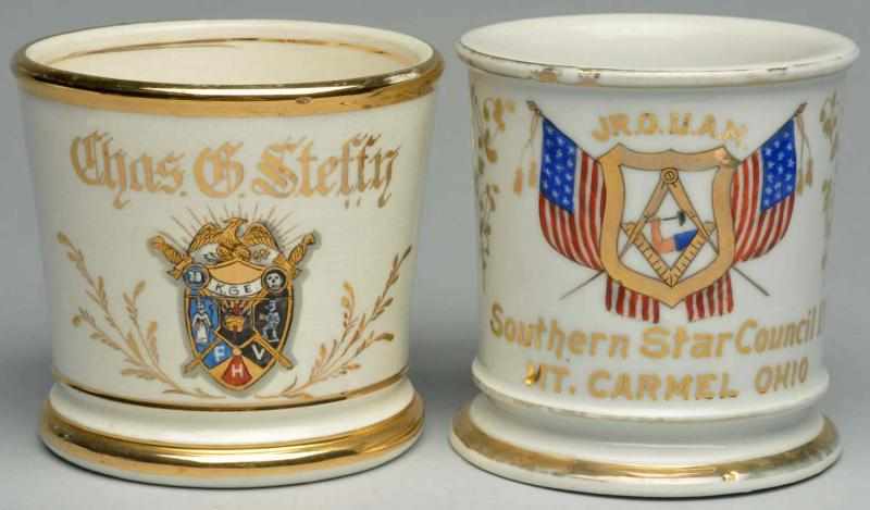 Appraisal: Lot of Fraternal Shaving Mugs Chaz G Steffin mug and