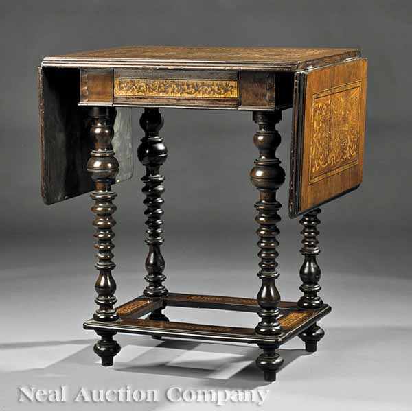 Appraisal: An Italian Walnut Marquetry Table th c rectangular top inlaid