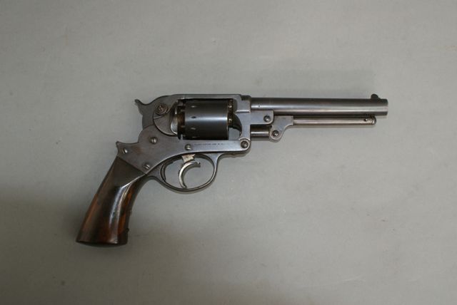 Appraisal: A US Starr double action percussion caliber shot revolver SM