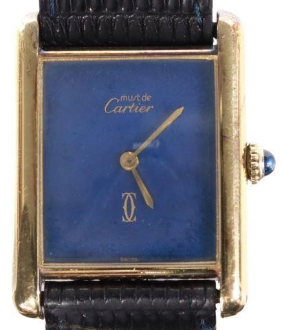 Appraisal: Vintage Must de Cartier tank wristwatch vermeil gold plated sterling