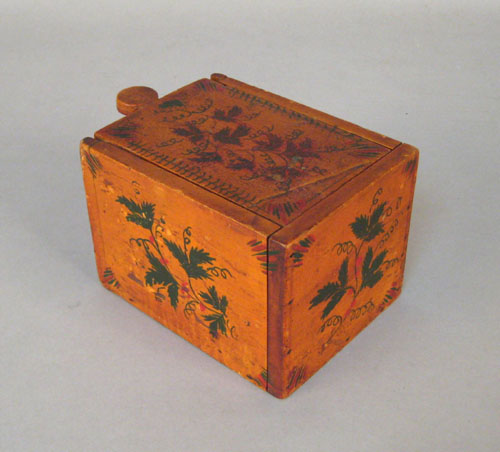 Appraisal: New England painted basswood slide lid box th c with