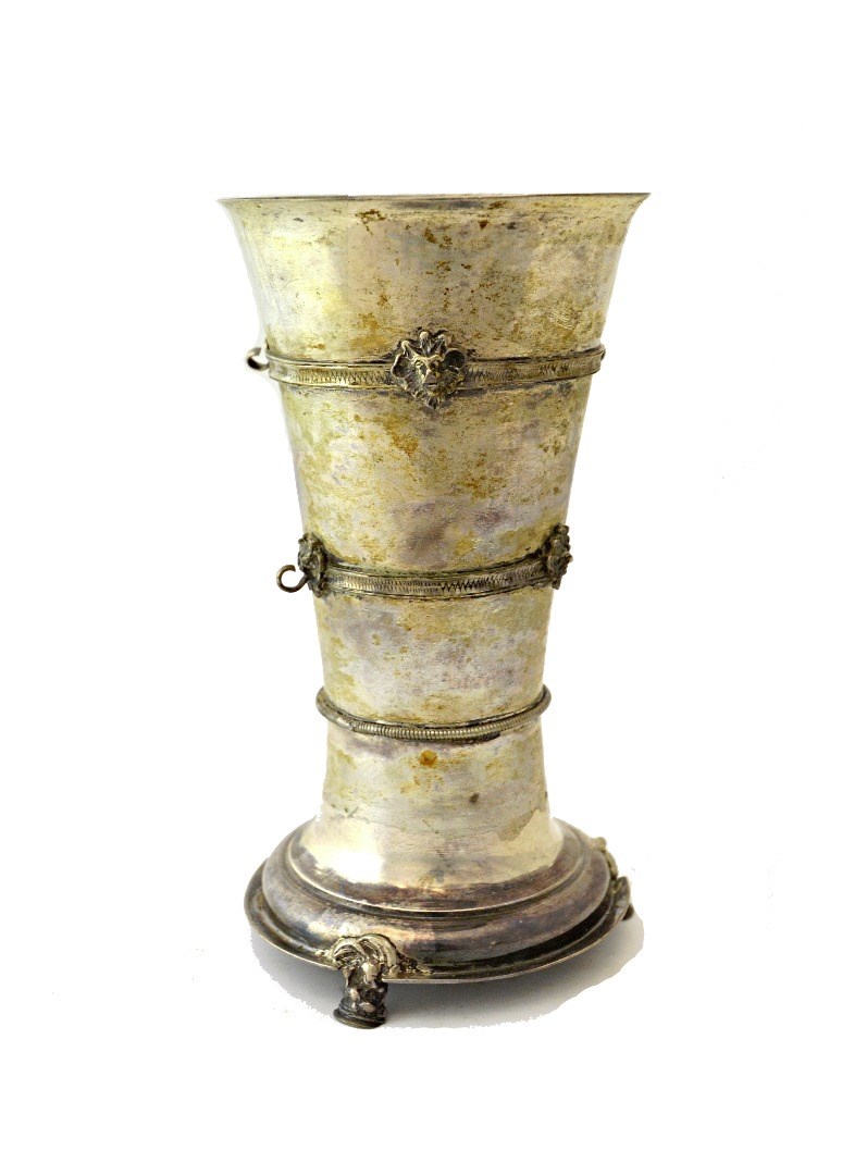 Appraisal: A North European vase of tapered cylindrical form with applied