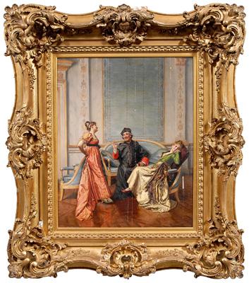 Appraisal: Francois Brunery painting Italian French - two young ladies with