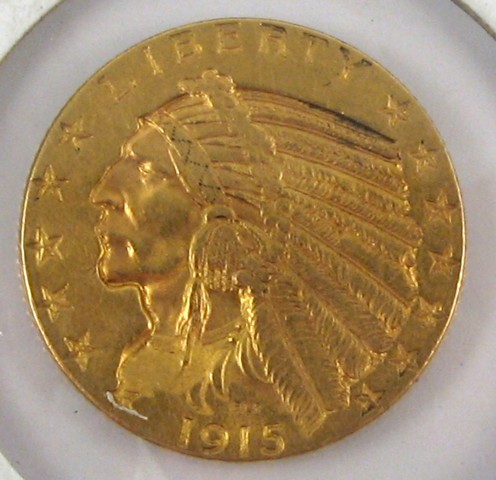 Appraisal: U S FIVE DOLLAR GOLD COIN Indian head type -P