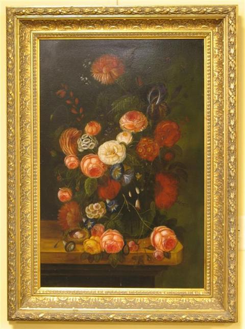 Appraisal: STILL LIFE WITH SPRING FLOWERS Oil on canvas x Framed