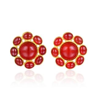 Appraisal: Chanel Carnelian Earrings Featuring round- and oval-shaped carnelian cabochons set