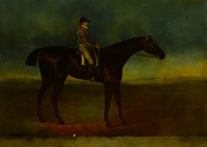 Appraisal: Set of four colored mezzotints of champion race horsespublished by