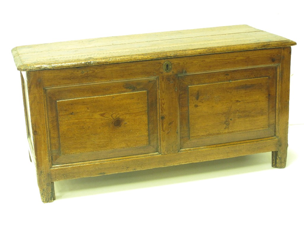 Appraisal: An th Century polished pine Coffer with plank lid above