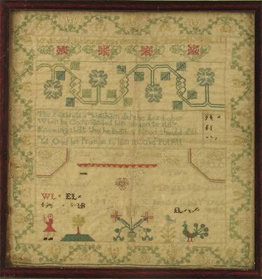 Appraisal: An early George III sampler worked a floral border and