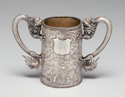 Appraisal: Chinese export silver two-handle cup double wall dragon handles exterior