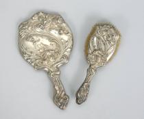 Appraisal: Sterling Silver Art Nouveau Vanity Items Pretty Art Nouveau dressing