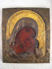 Appraisal: A Russian icon with silver frame and silver gilt riza