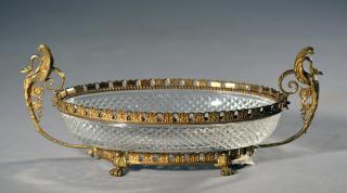 Appraisal: French Bronze and Crystal Centerpiece French gilt bronze and crystal