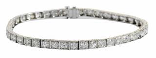 Appraisal: Platinum and Diamond Line Bracelet with round old mine and