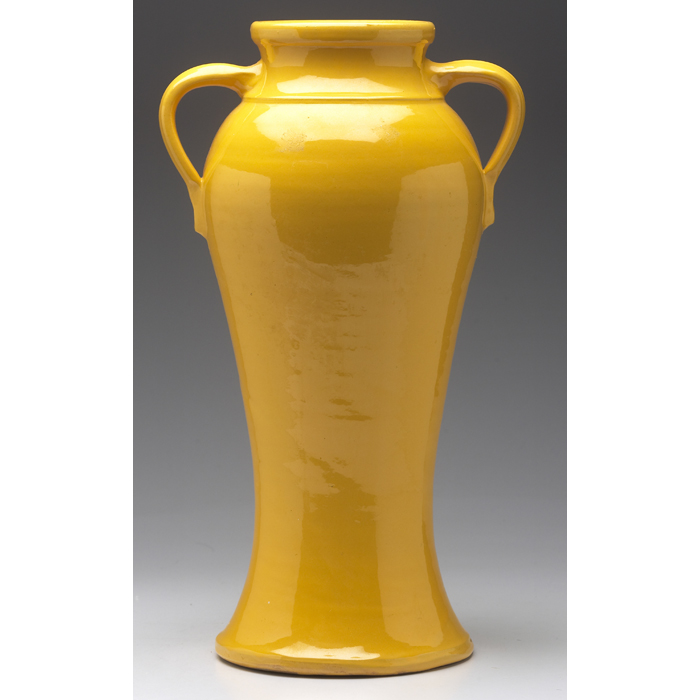 Appraisal: Bauer vase monumental stoneware shape with two handles covered in