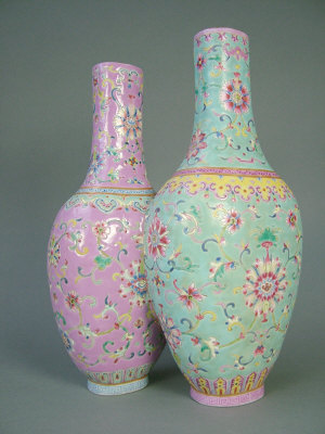 Appraisal: Pair of Chinese joined vases with light blue and a