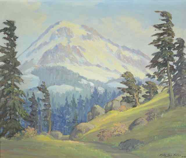 Appraisal: CLYDE LEON KELLER OIL ON PANEL Oregon - titled ''Mt