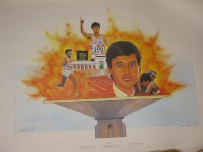 Appraisal: A portrait print of Sebastian Coe by Darren Woolley No