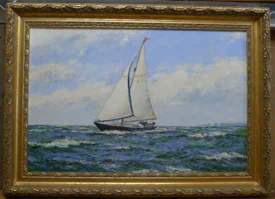 Appraisal: Henry Scott - oil on canvas Sailing towards the Needles