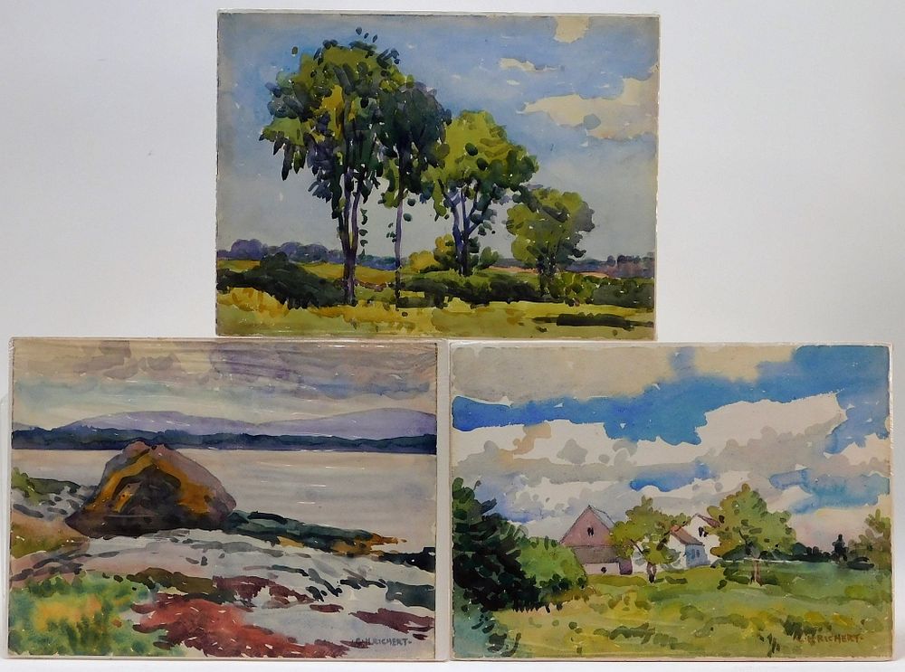 Appraisal: Charles Henry Richert Landscape WC Paintings Maine Massachusetts - Includes