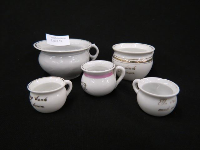 Appraisal: Victorian Miniature Chamber Pots one with scarce lithopane three with