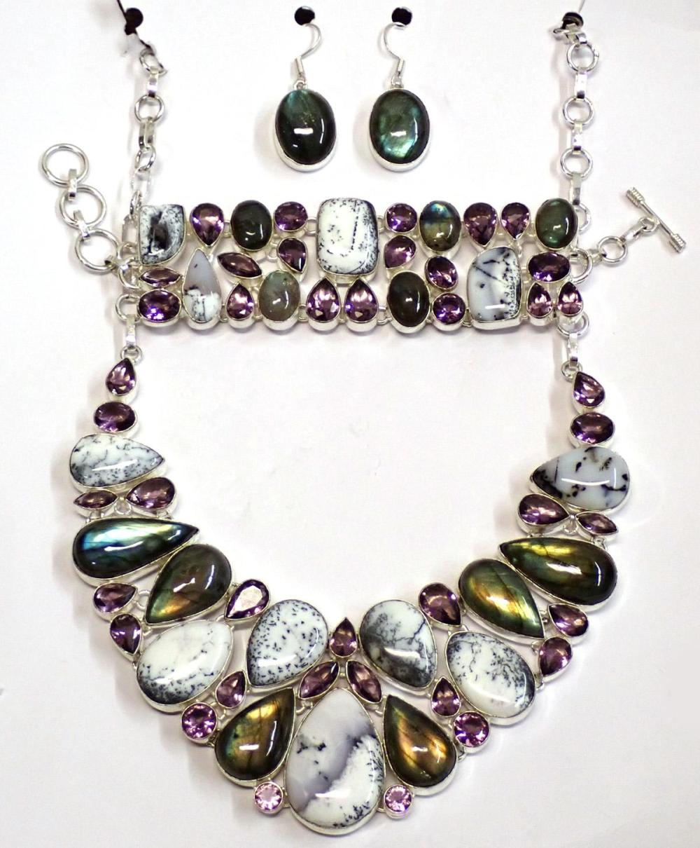 Appraisal: FOUR PIECE LABRADORITE AND STERLING SILVER JEWELRY SET including a