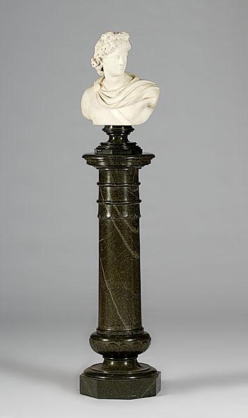 Appraisal: ITALIAN BUST OF APOLLO ON MARBLE COLUMN BY PIETRO BAZZANTI