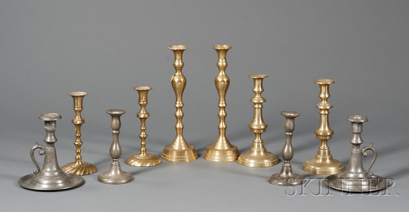 Appraisal: Five pairs of Candlesticks th and th century three made