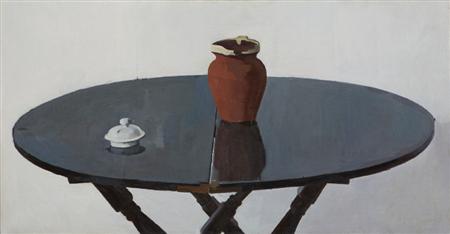 Appraisal: CHARLOTTE VERITY BRITISH B ROUND TABLE Oil on canvas cm