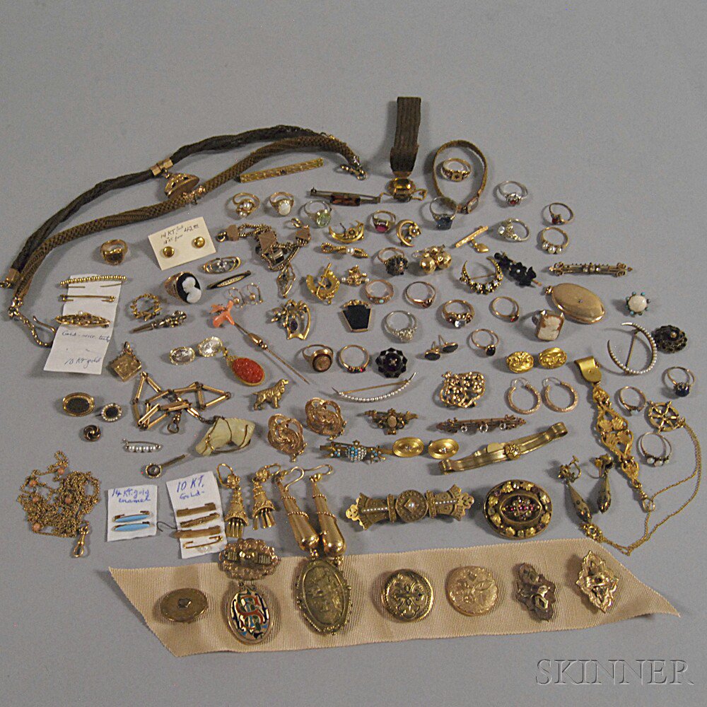 Appraisal: Large Group of Victorian Jewelry including a number of hairwork