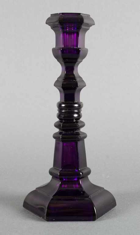 Appraisal: American amethyst glass candlestick probably Boston and Sandwich Glass Company