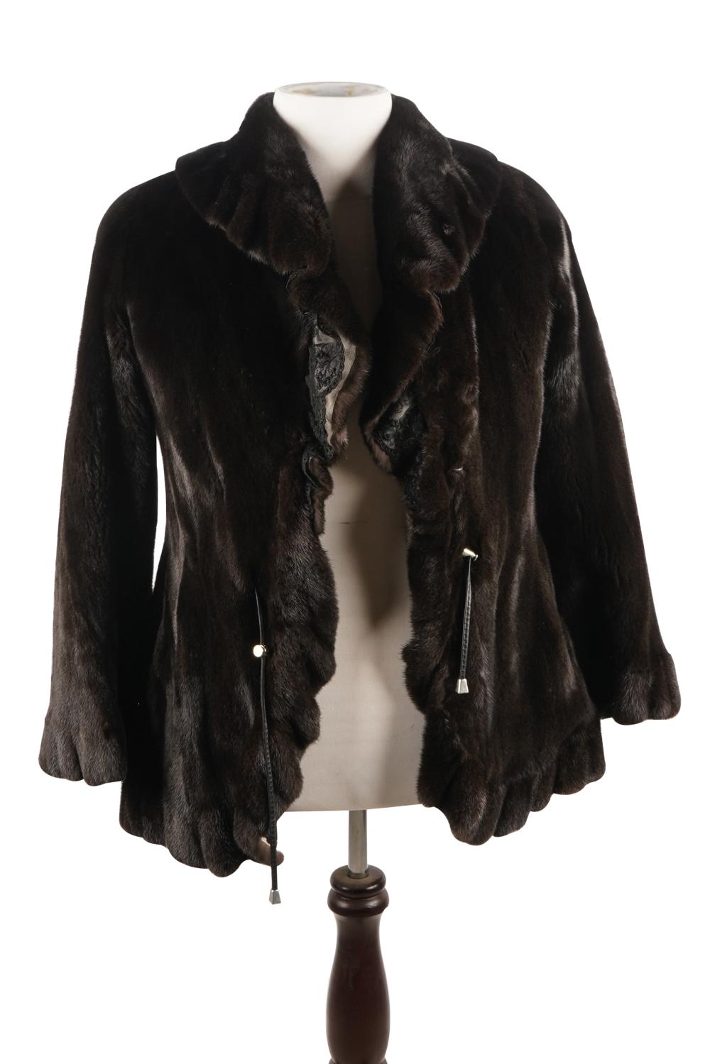 Appraisal: KASTORIA BROWN MINK FUR LACE JACKETwith Kastoria tag inside shoulder