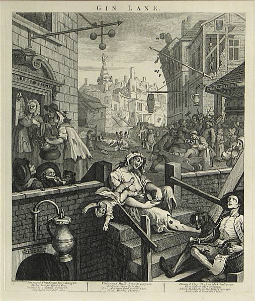 Appraisal: William Hogarth British - Beer Street Gin Lane P Etching